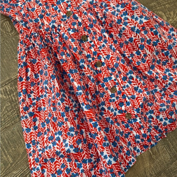 Crewcuts blue and red floral button front dress 7 - Picture 5 of 7